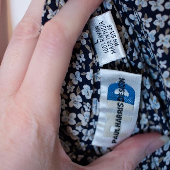 VTG L Ditsy Floral Wrap Maxi Skirt Paul Harris White Print Feminine Soft Summer - Picture 5 of 9